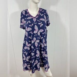 NWT Cuddl Duds Women's Floral Printed Sleep Shirt Nightgown Sz M Short Sleeve